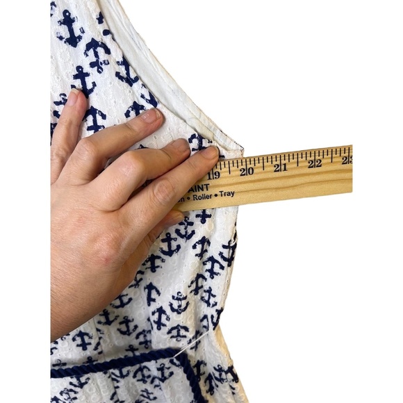 Vineyard Vines Shirt Dress White Navy Anchor Button Front Preppy Coastal Size 16 - Picture 10 of 12